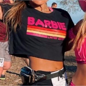 🩷Barbie crop T-shirt. Size small. Black and pink . Worn twice.